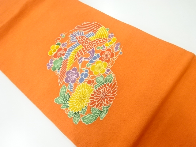 JAPANESE NAGOYA OBI / CHIRIMEN / KATAZOME / UME
